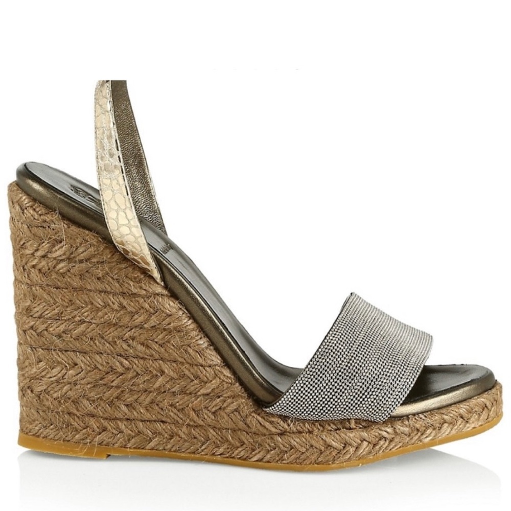Apres Beach Metallic Leather Espadrille Wedge Sandals